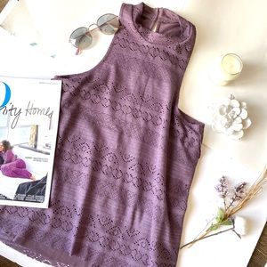 High neck crochet detail tank top